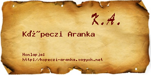 Köpeczi Aranka névjegykártya