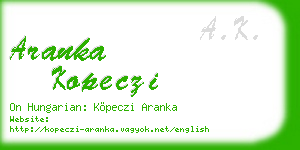 aranka kopeczi business card